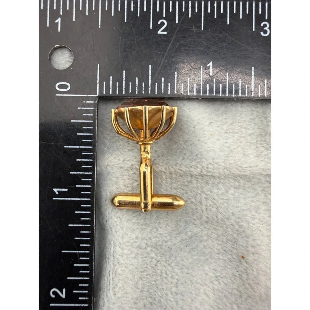 Vintage Swank Cufflink Tiebar‎ Clip Set Gold Tone Rhinestone Sign